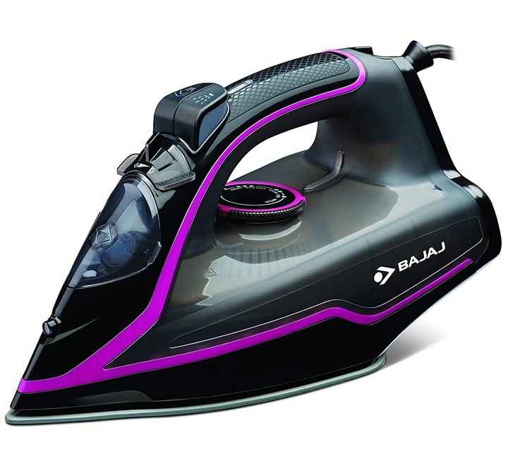 Bajaj MX-35N 2000W Steam Iron with Steam Burst Anti-Drip and Anti-Scale Technology Vertical and Horizontal Ironing Non-Stick Coated Soleplate Black and Pink